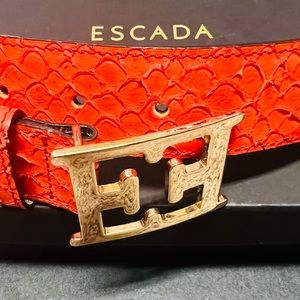 ESCADA SNAKESKIN LOGO LEATHER BELT